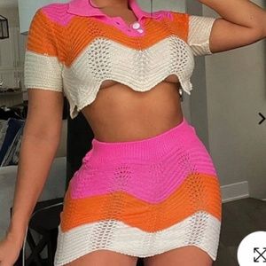 Sexy knitted mutli color outfit skirt